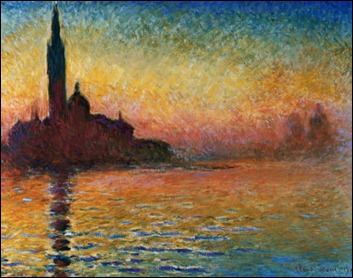 Puesta de sol en Venecia, por Monet