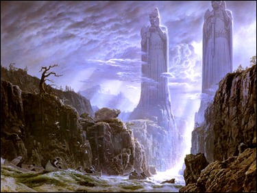 Argonath sobre el río Anduin, por Ted Nasmith