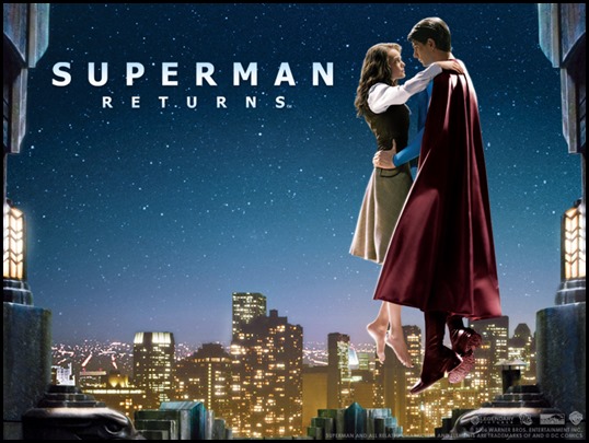 Superman y Lois Lane sobre los cielos de Metrópolis