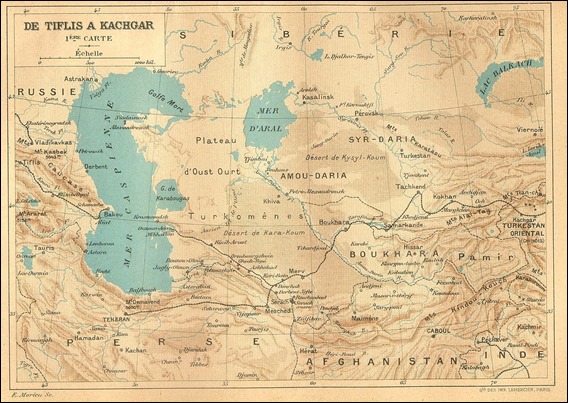 Mapa del Asia Central incluido en la edición original de Claudius Bombarnac