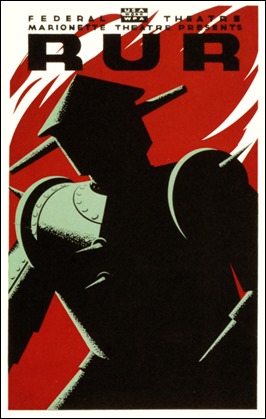 Cartel anunciador de la obra R.U.R. de Karel Capek