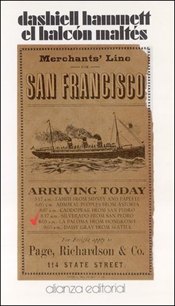 La estupenda portada que Daniel Gil hizo de El halcón maltés para Alianza Editorial