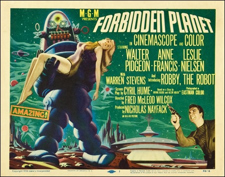 Engañoso poster de Planeta Prohibido, con Robby en plan amenazador