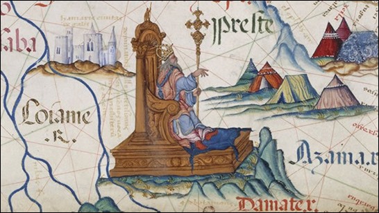 El Preste Juan en un mapa inglés de 1558