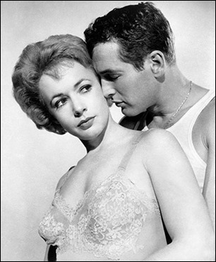 Paul Newman y Piper Laurie como Eddie Felson y Sarah Packard