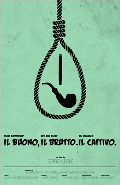 Estupendo poster minimalista de El bueno, el feo y el malo por Christoph Langgut