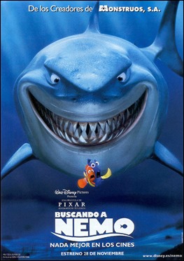 Poster de Buscando a Nemo, con el emblemático tiburón Bruce como protagonista