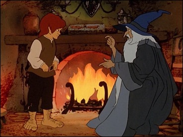 Gandalf relata a Frodo la historia del Anillo Único