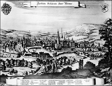 Grabado de la ciudad de Weimar