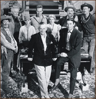 Foto del espectacular reparto de Horizontes de grandeza, con William Wyler al frente