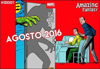 Cubierta de la reciente edición de Amazing Fantasy en Panini, con un dibujo de Steve Ditko