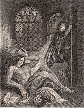 Ilustración de Theodor von Holst para la cubierta de la edición de Frankenstein de 1831