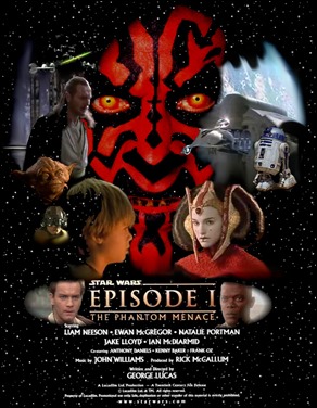 Poster de La amenaza fantasma, que hace creer en lo importante que va a ser el personaje de Darth Maul