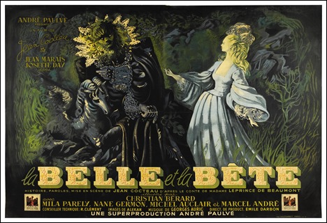 Bonito cartel de La bella y la bestia, versión Cocteau