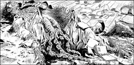 Ilustración de El horror de Dunwich, por el argentino Alberto Breccia