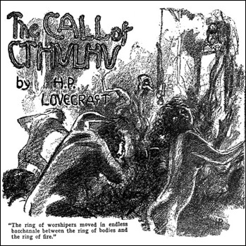 Ilustración de Hugh Rankin en Weird Tales para abrir el relato La llamada de Cthulhu