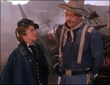 John Wayne y Joanne Dru en La legion invencible