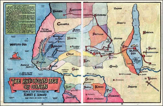 Mapa de la Era Hiberia dibujado por Barry Smith para Marvel