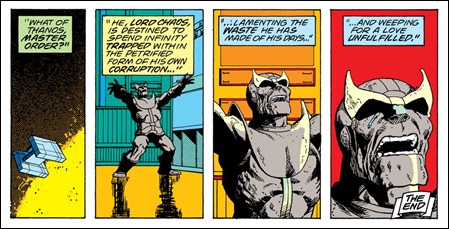 Thanos convertido en estatua de piedra