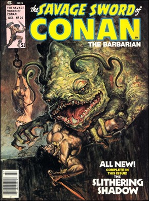 Portada de Earl Norem de La sombra deslizante, para La espada salvaje de Conan