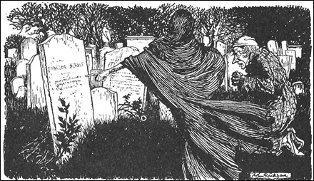 Scrooge ante su propia tumba