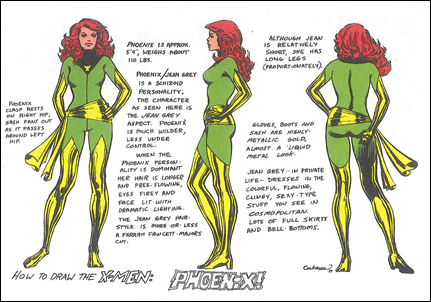 Diseño de Jean Grey como Fenix, por Dave Cokrum
