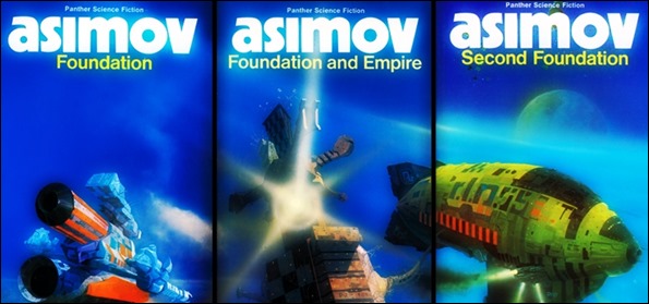 Otra triple portada inglesa de la Trilogía de la Fundacion