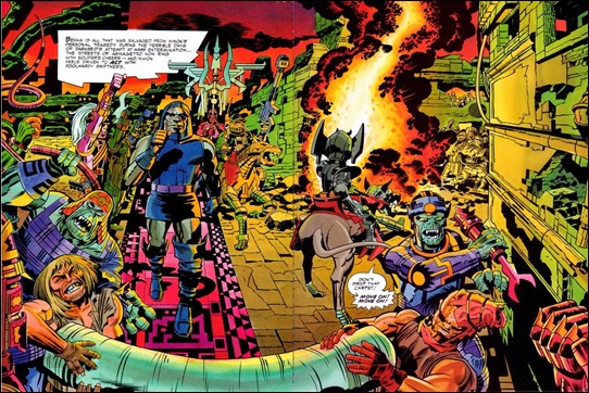 Página doble de apertura en Los perros hambrientos de Jack Kirby