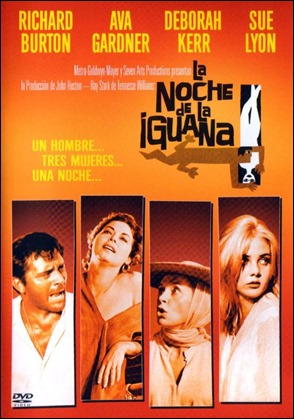 Cartel espanol de La noche de la iguana