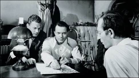 Welles, Cotten y Sloane, levantando el Inquirer en Ciudadano Kane