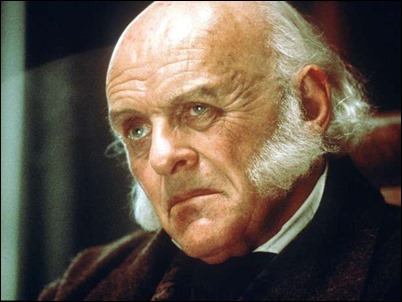 Anthony Hopkins como el ex presidente John Quincy Adams, en Amistad, de Spielberg