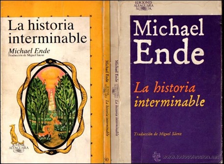 La cubierta de guardas de la primera edicion de La historia interminable, en Alfaguara