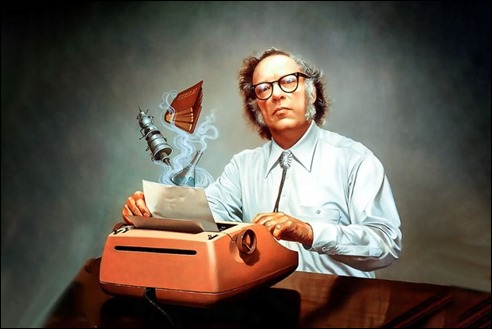 Un escritor y una maquina de escribir. Isaac Asimov.
