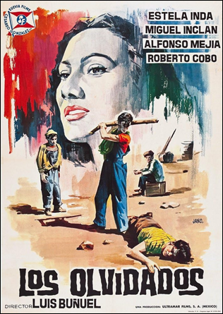 Cartel del tardio estreno espanol de Los olvidados, de Bunuel