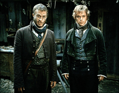 Heath Ledger y Matt Damon como Jacob y Wilhelm Grimm