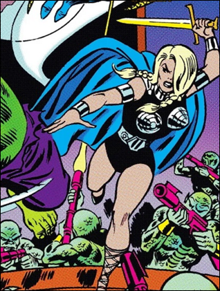 La Valquiria, con su mechon tapandole medio rostro, por S. Buscema