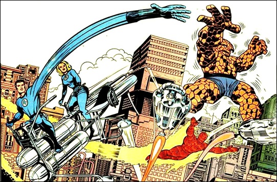 Ilustracion de Los 4 Fantasticos por Jack Kirby