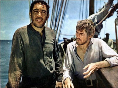 Anthony Quinn y James Coburn en Viento en las velas