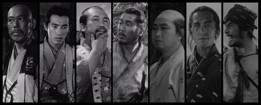 Kambei, Katsuhiro, Gorobei, Heihachi, Shichiroji, Kyzuo, Kikuchiyo, los siete samurais de Kurosawa