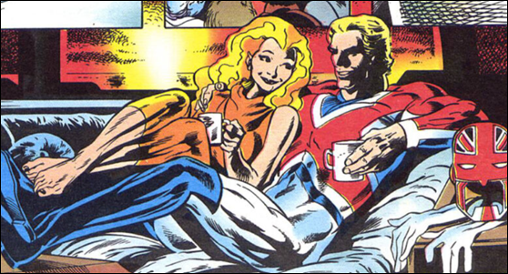 Meggan y el Capitán Britania, por Alan Davis