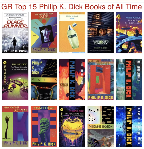 Portadas originales de varias de las famosas novelas de Philip K. Dick
