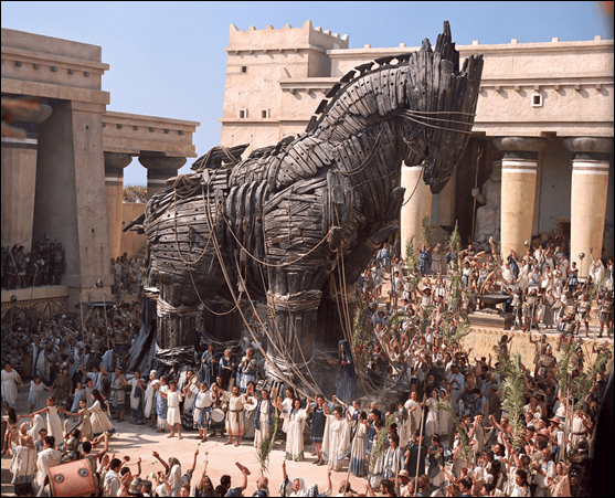 Magnifico el diseno del caballo de Troya en la película de Wolfgang Petersen
