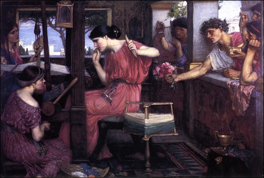 Penelope y los pretendientes, de Waterhouse