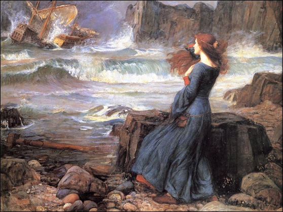 Miranda, la protagonista de La Tempestad, cuadro de John William Waterhouse
